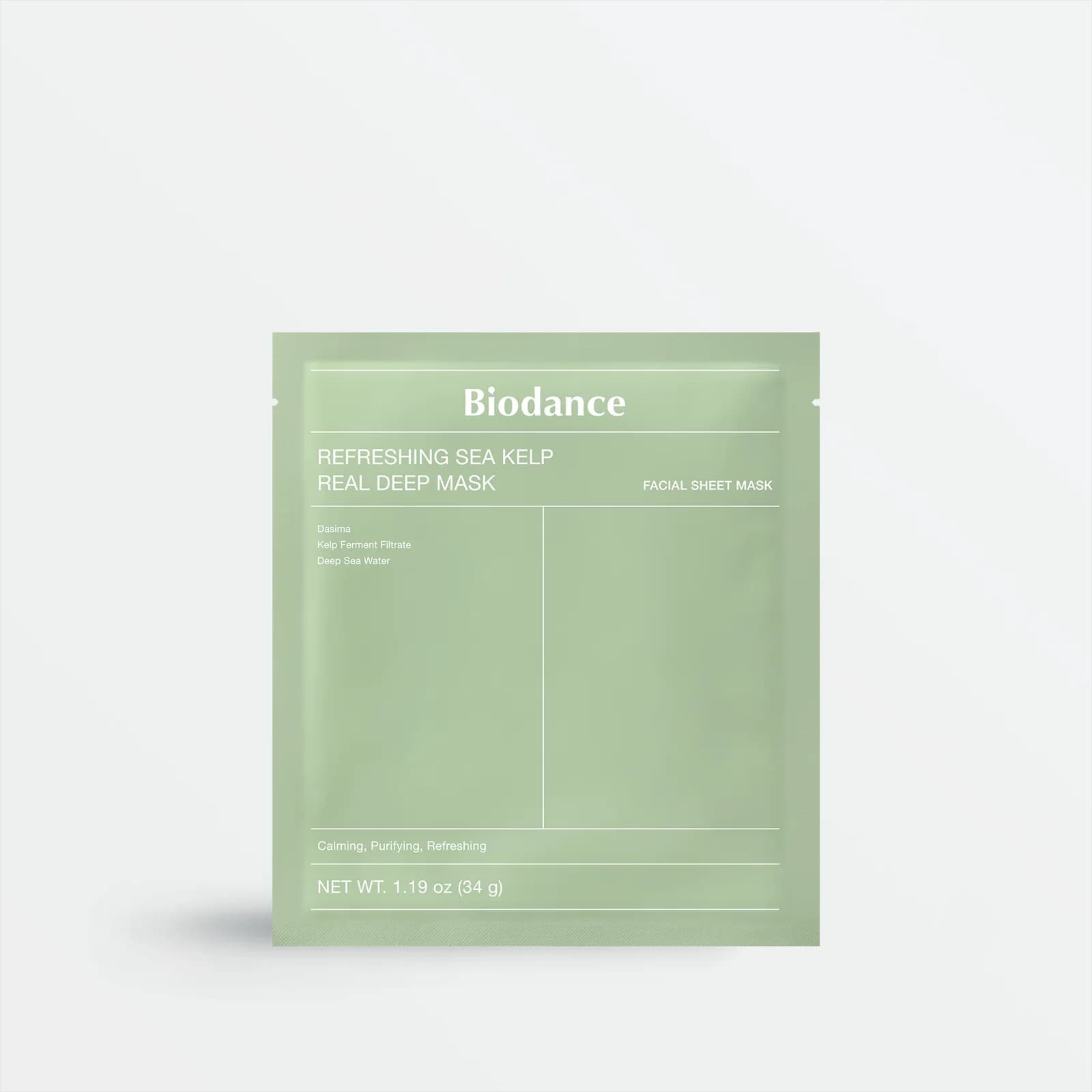 Mascarilla de hidrogel premium con efecto refrescante y descongestionante que purifica, calma el estrés ambiental e hidrata intensamente.