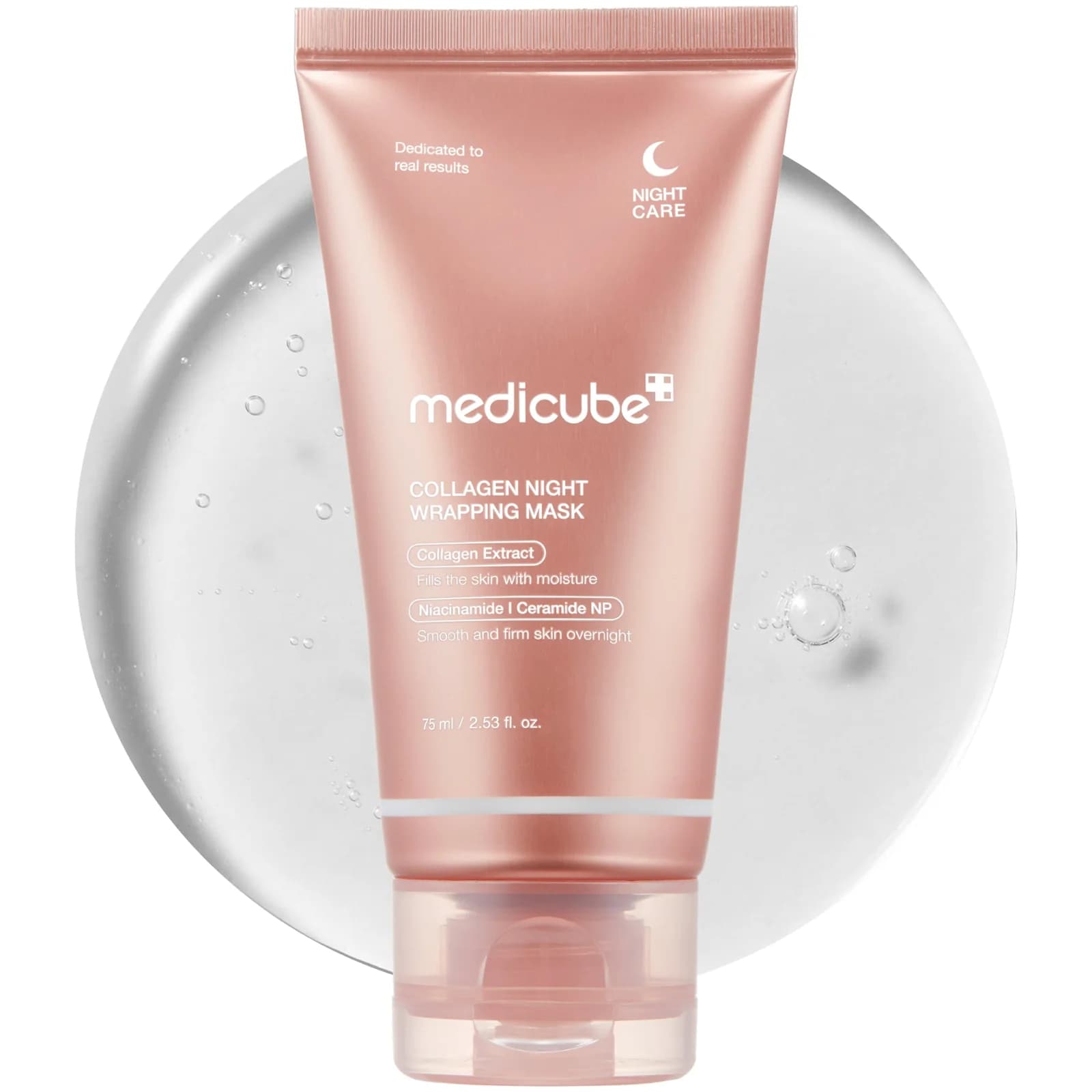 Mascarilla nocturna en gel con colágeno que sella la hidratación y los activos mientras duermes, para despertar con la piel más suave, tersa y luminosa.