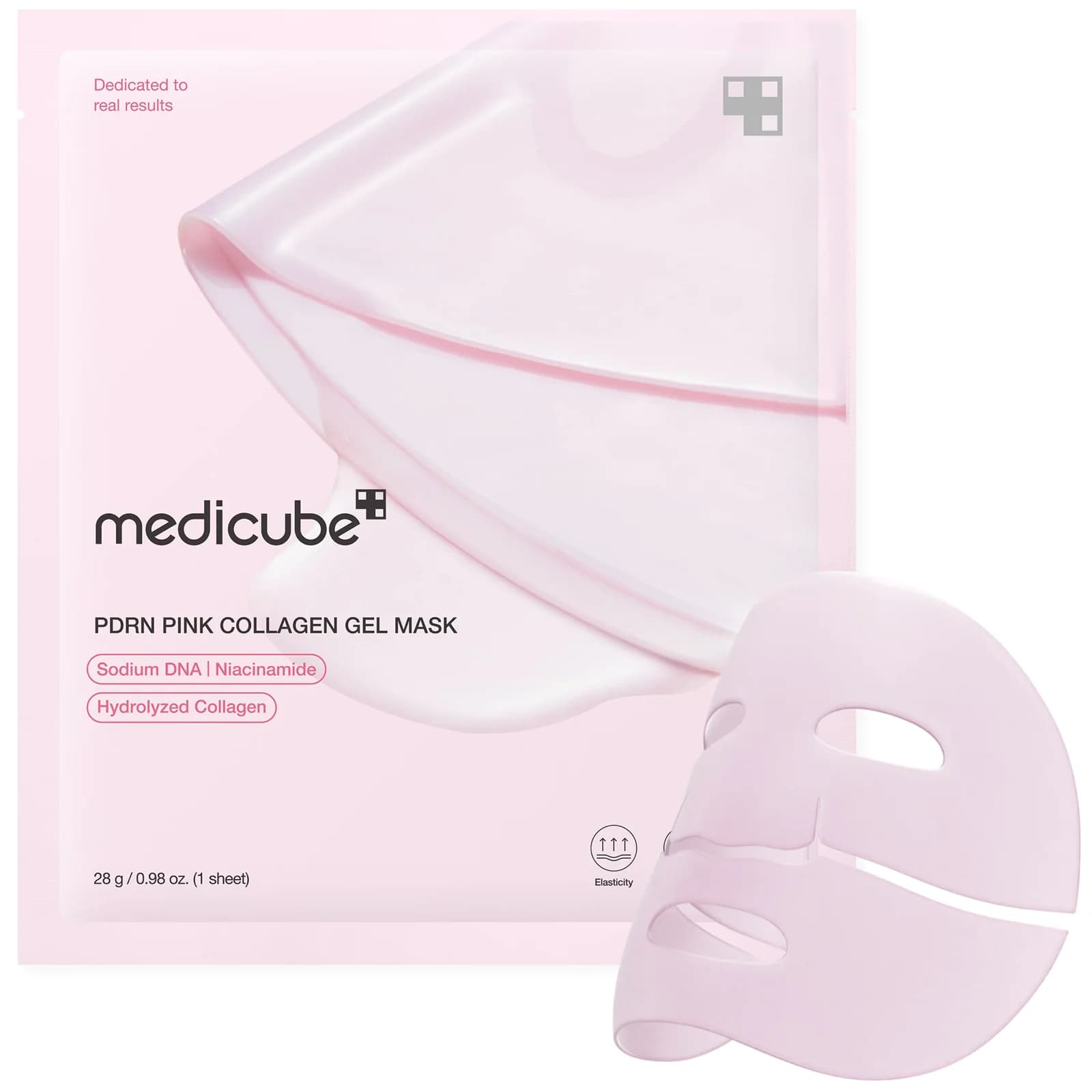 Mascarilla de hidrogel con PDRN de salmón y colágeno que hidrata a profundidad, mejora la elasticidad y suaviza líneas de expresión.