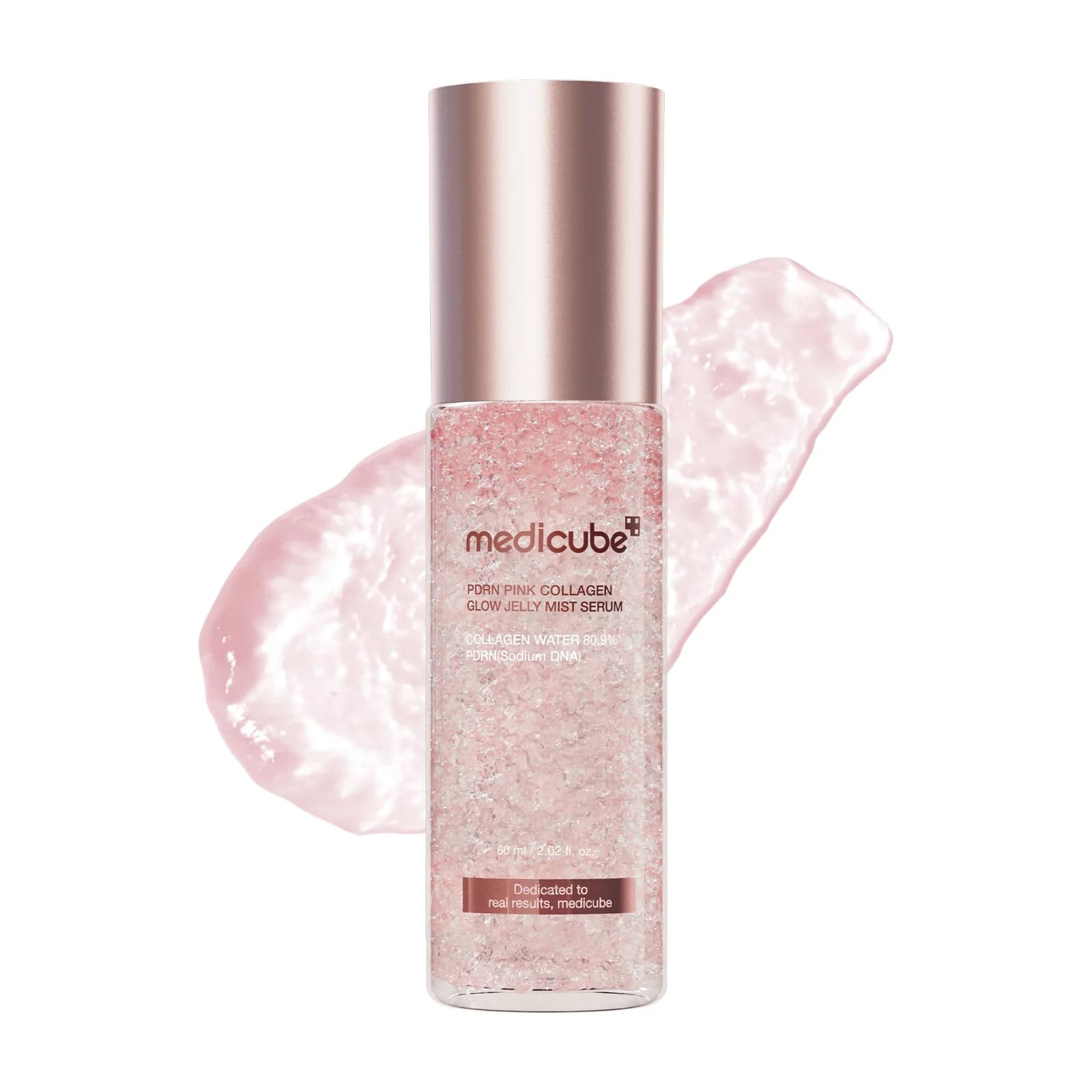 PDRN Pink Collagen Glow Jelly Mist Serum — Bruma facial en spray que hidrata y revitaliza la piel al instante, con efecto glow fresco y luminoso. Enriquecida con PDRN y colágeno.