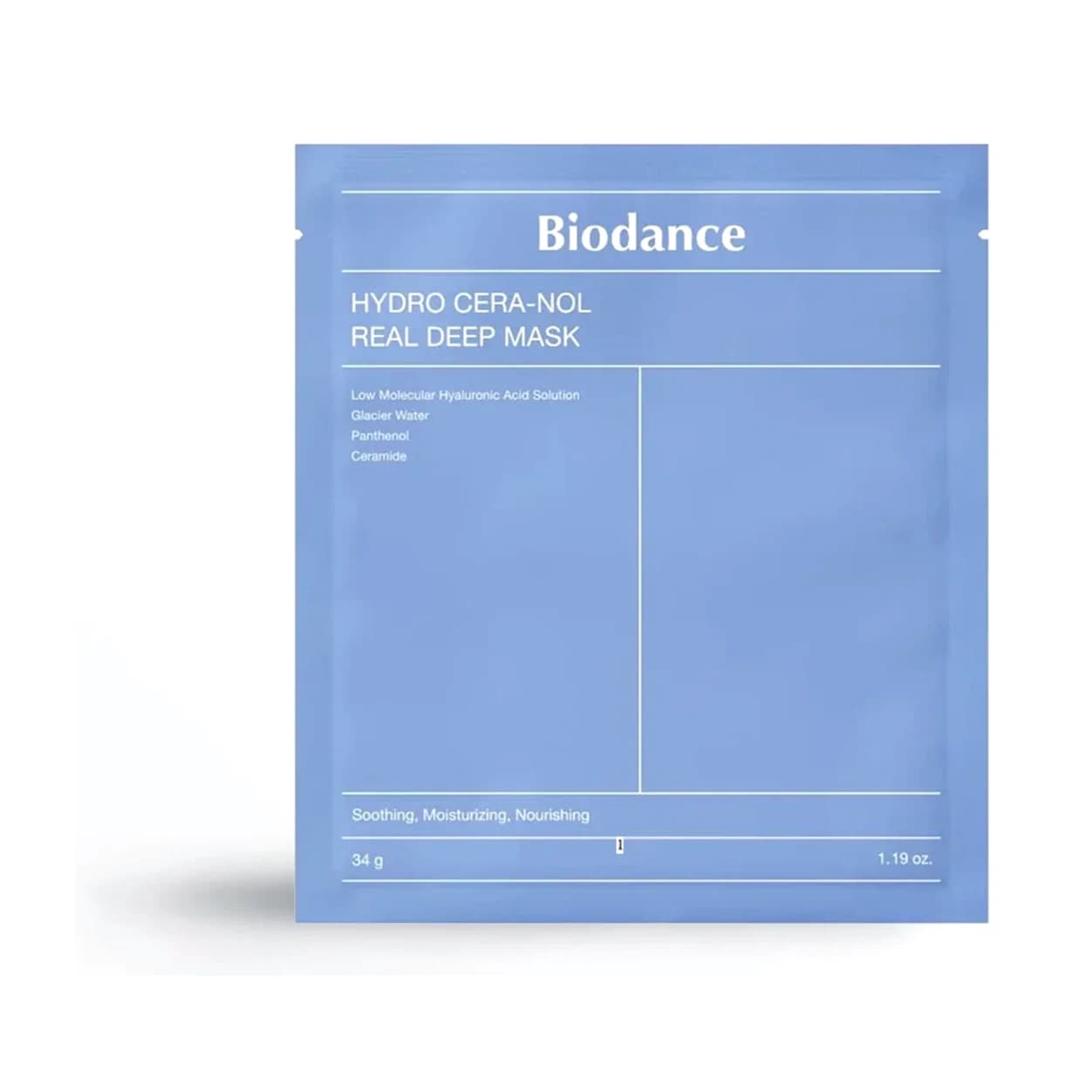 Mascarilla de hidrogel premium que calma de forma intensiva y restaura la barrera cutánea debilitada, ideal para pieles sensibles, irritadas o muy deshidratadas.