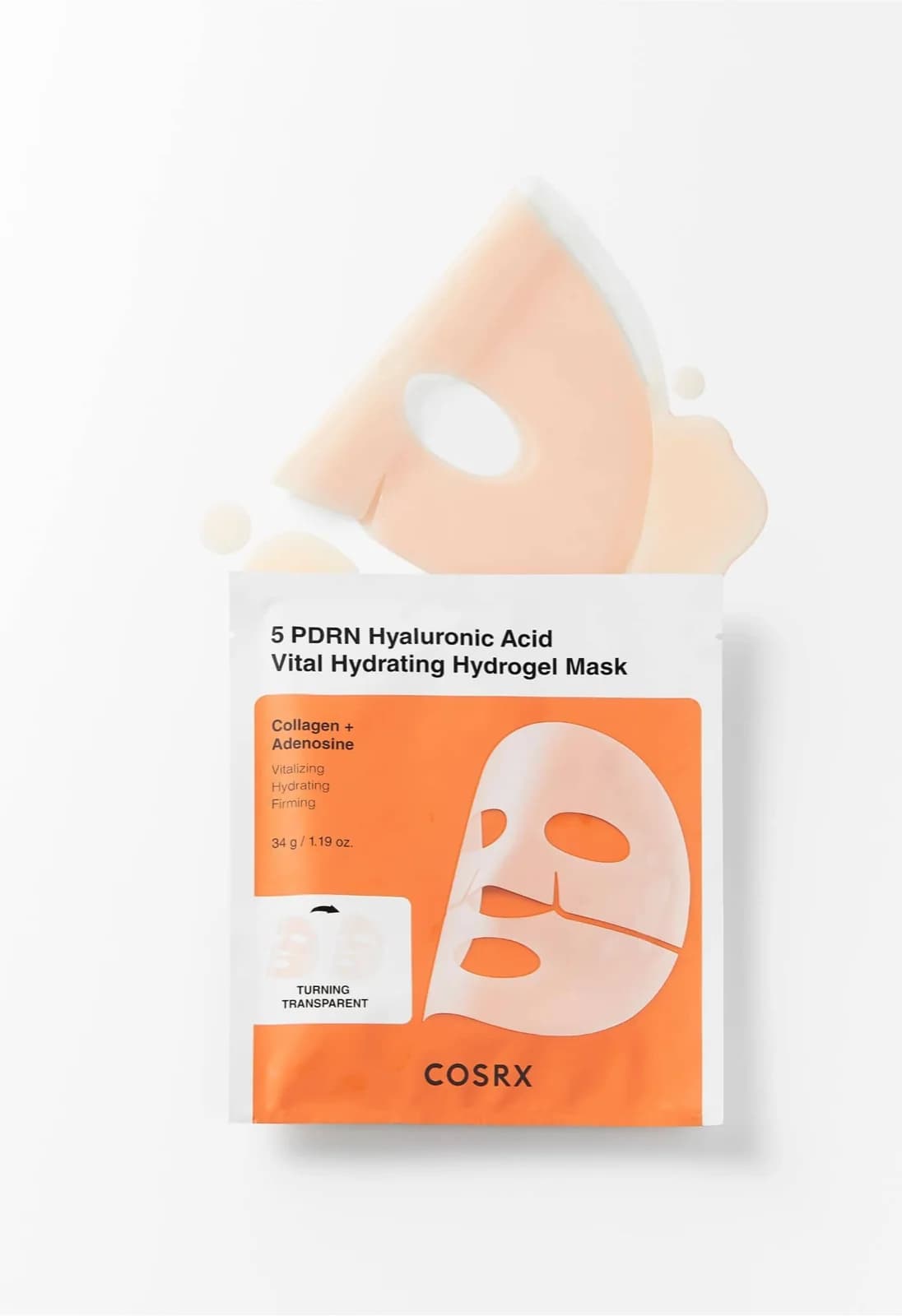 Mascarilla de hidrogel intensiva con PDRN, ácido hialurónico y colágeno que hidrata profundamente y devuelve luminosidad a la piel.